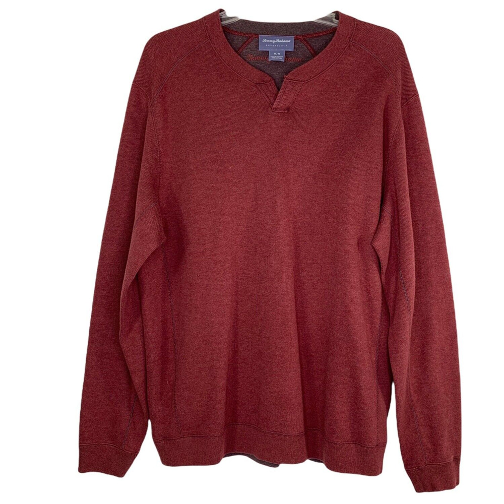 Tommy Bahama Reversible Shirt Mens Medium Long Sleeve Red Casual‎ Pullover